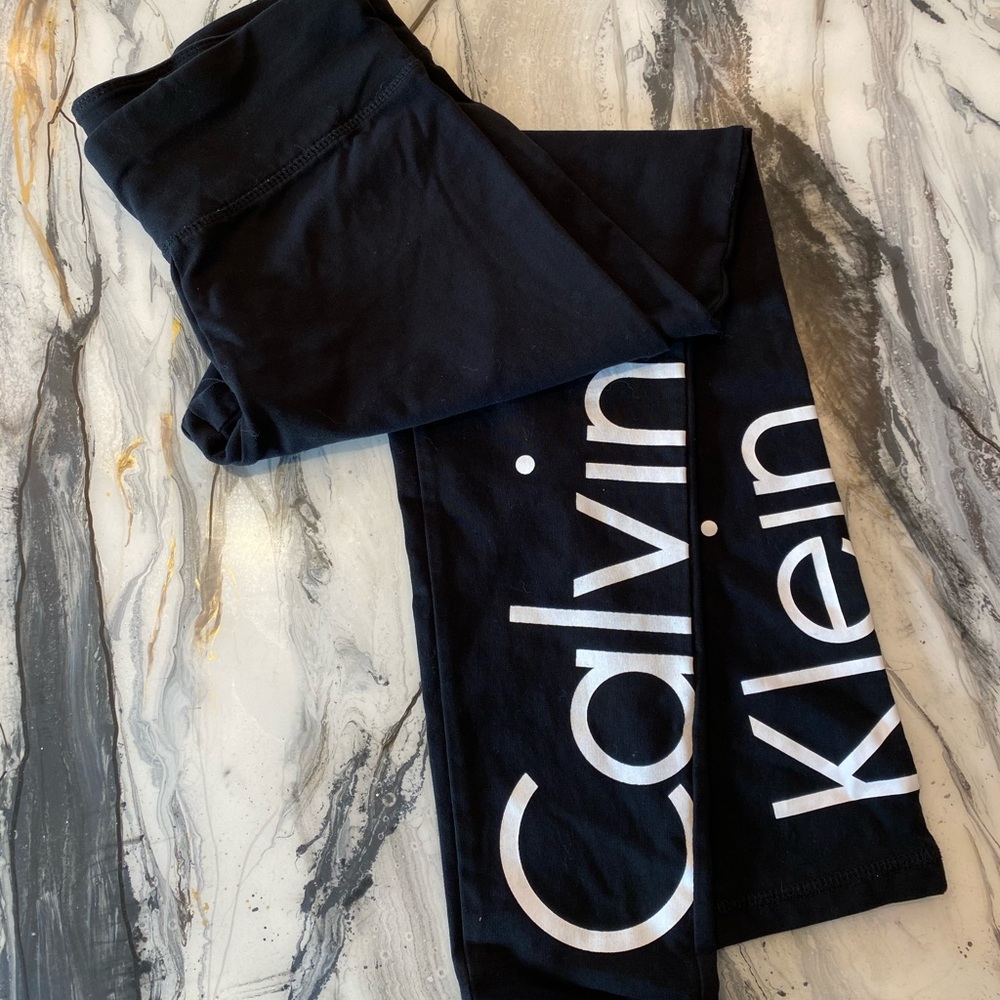 Calvin Klein Black Leggings With White Logo